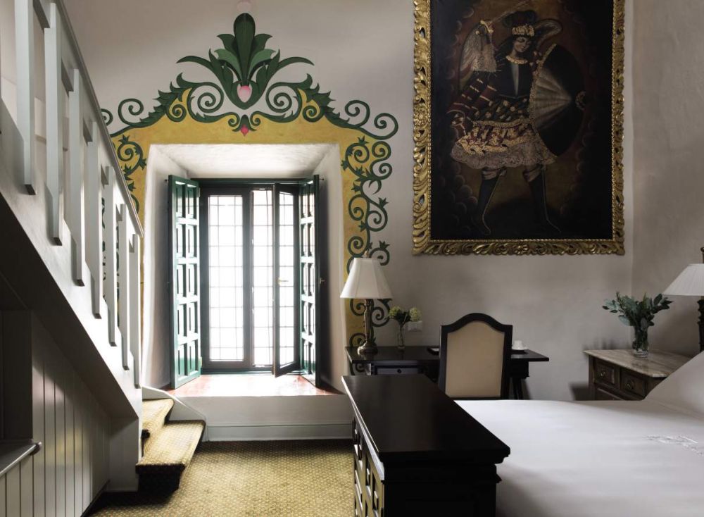 Luxusreise Peru, Schlafzimmer mit Doppelbett, Belmond Hotel Monasterio
