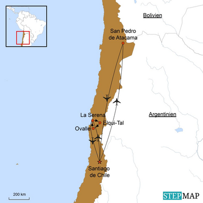 Karte Chile, Glanz der Sterne, Nachthimmel, Reise mit América Special Tours