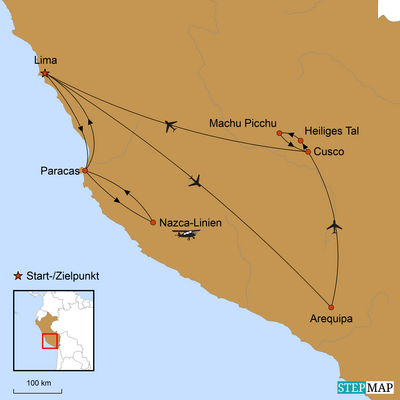 Peru Rundreise, Genuss im Land der Inka, Karte