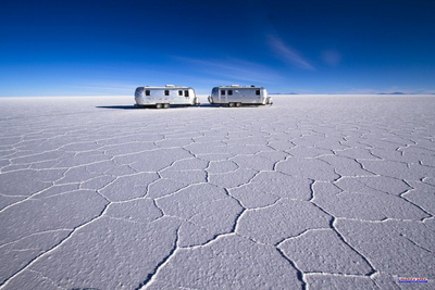 Bolivien Individualreise, einmaliges Erlebnis, Airstream Camper, Salar de Uyuni