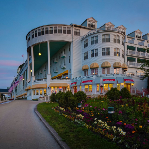 Aussenansicht, Grand Hotel, Mackinak Island, Michigan, USA Rundreise