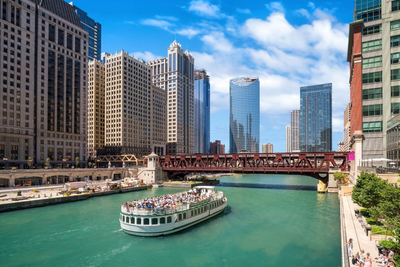 Chicago River, Illinois, USA Mietwagenreise