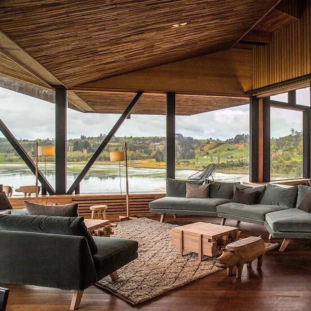 Rundreise Chile, Wohnbereich, Hotel Refugia Chiloé, San Jose, Chile Reise