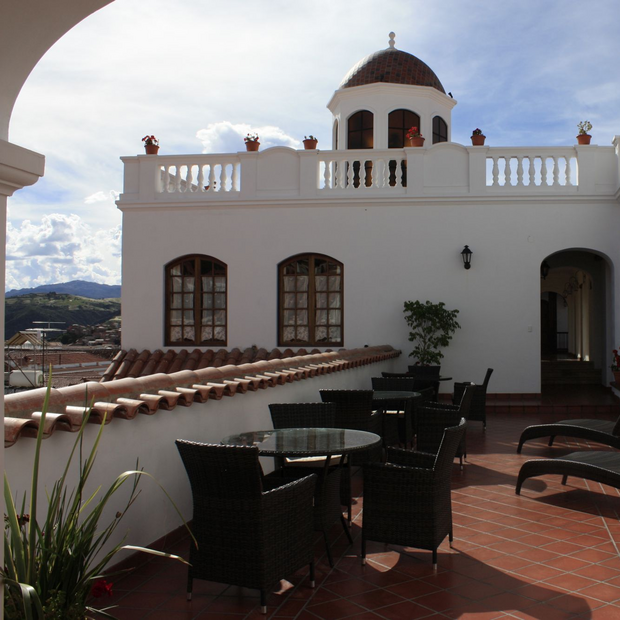 Bolivien Reisen, Sucre, Parador de Santa Maria La Real, Terrasse
