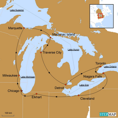 Reiseverlauf Great Lakes - USA Mietwagenreise